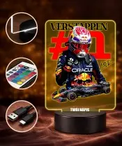 Max Verstappen Formel 1 3D LED Nachtlicht mit Namen