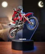 Motocross Rider 3D LED Night Light with Name