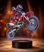 Motocross Rider 3D LED Night Light with Name