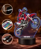 Motocross Rider 3D LED Night Light with Name
