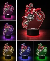 Lampka Nocna LED 3D Motocross Zawodnik z Imieniem