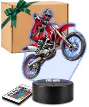 Motocross Rider 3D LED Night Light with Name