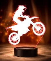 Motocross Silhouette 3D LED Night Light with Name
