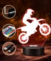 Lampka Nocna LED 3D Motocross Sylwetka z Imieniem