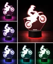 Motocross Silhouette 3D LED Night Light with Name