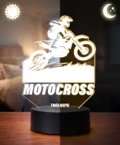 Lampka Nocna LED 3D Motocross z Imieniem