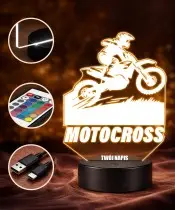 Lampka Nocna LED 3D Motocross z Imieniem