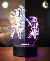 Motocross Fahrer mit Kind 3D LED Nachtlicht mit Namen