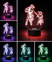 Motocross Fahrer mit Kind 3D LED Nachtlicht mit Namen