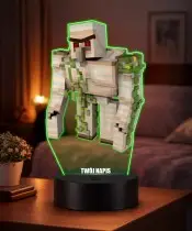 Lampka Nocna LED 3D Minecraft Golem z Imieniem