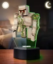 Lampka Nocna LED 3D Minecraft Golem z Imieniem