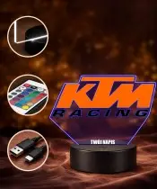 Lampka Nocna LED 3D KTM Racing z Imieniem