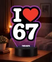 I Love 67 Motocross 3D LED Night Light with Name