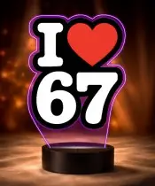 I Love 67 Motocross 3D LED Night Light with Name