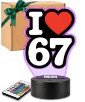 I Love 67 Motocross 3D LED Night Light with Name