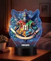 Lampka Nocna LED 3D Harry Potter Hogwart Gryffindor z Imieniem