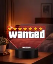 Wanted Game 3D LED Night Light with Name