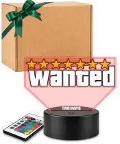 Wanted Game 3D LED Night Light with Name