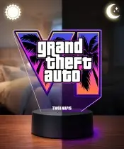 Lampka Nocna LED 3D GTA 6 Logo z Imieniem