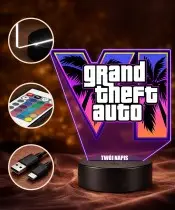 GTA 6 Logo 3D LED Nachtlicht mit Namen