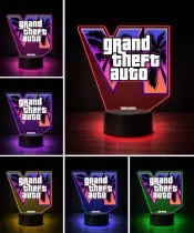 Lampka Nocna LED 3D GTA 6 Logo z Imieniem