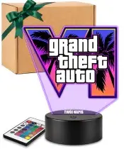 Lampka Nocna LED 3D GTA 6 Logo z Imieniem