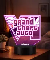 Lampka Nocna LED 3D GTA Logo z Imieniem