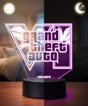 Lampka Nocna LED 3D GTA Logo z Imieniem