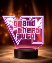 Lampka Nocna LED 3D GTA Logo z Imieniem