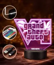 Lampka Nocna LED 3D GTA Logo z Imieniem