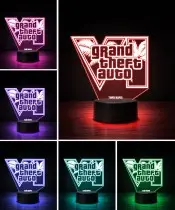 Lampka Nocna LED 3D GTA Logo z Imieniem