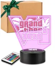 Lampka Nocna LED 3D GTA Logo z Imieniem