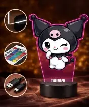 Lampka Nocna LED 3D Kuromi Chibi z Imieniem