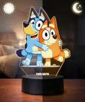 Lampka Nocna LED 3D Bluey i Bingo z Imieniem