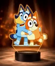 Lampka Nocna LED 3D Bluey i Bingo z Imieniem