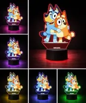 Bluey und Bingo 3D LED Nachtlicht mit Namen