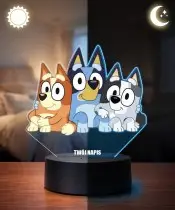 Lampka Nocna LED 3D Bluey Bingo i Muffin z Imieniem