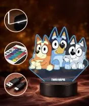 Bluey Bingo and Muffin 3D LED Night Light with Name