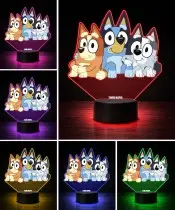 Bluey Bingo and Muffin 3D LED Night Light with Name