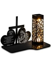 Znicz solarny Krzyż z dwoma sercami — GI-O4