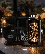 Znicz solarny Krzyż z dwoma sercami — GI-O7