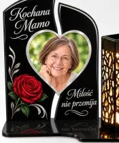 Róża pamięci ze zdjęciem — detal zdjęcia i nadruku