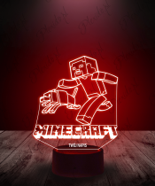 Lampka LED 3D Plexido Minecraft Steve i Piesek - 1