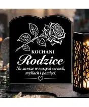 Duży znicz solarny LED XL z grawerem — Kochani Rodzice — księga — zbliżenie