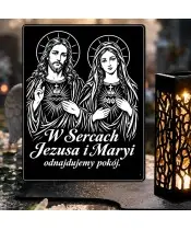 Duży znicz solarny LED XL z grawerem — Jezus i Maryja — zbliżenie