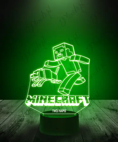 Lampka LED 3D Plexido Minecraft Steve i Piesek - 2