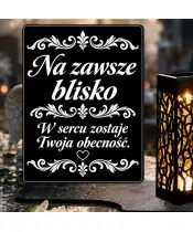 Duży znicz solarny LED XL z grawerem — Na zawsze blisko — ornament — zbliżenie