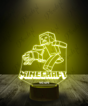 Lampka LED 3D Plexido Minecraft Steve i Piesek - 3