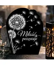 Duży znicz solarny LED XL z grawerem — Dmuchawiec — zbliżenie