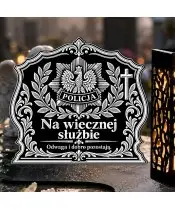 Duży znicz solarny LED XL z grawerem — Policja — Na wiecznej służbie — zbliżenie